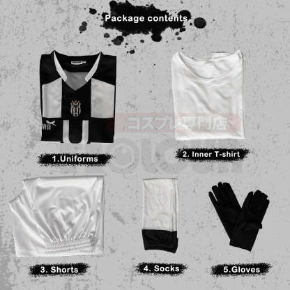 Blue Lock Anime Cosplay Costume - Niko Barou, Aiku Sendou, Snuffy Lorenzo & Aryu Wig Rose Net Football-Astricos