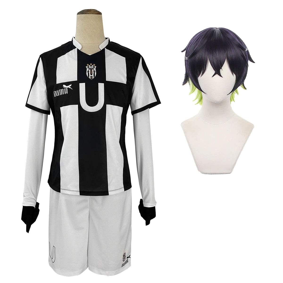 Blue Lock Anime Cosplay Costume - Niko Barou, Aiku Sendou, Snuffy Lorenzo & Aryu Wig Rose Net Football-Astricos