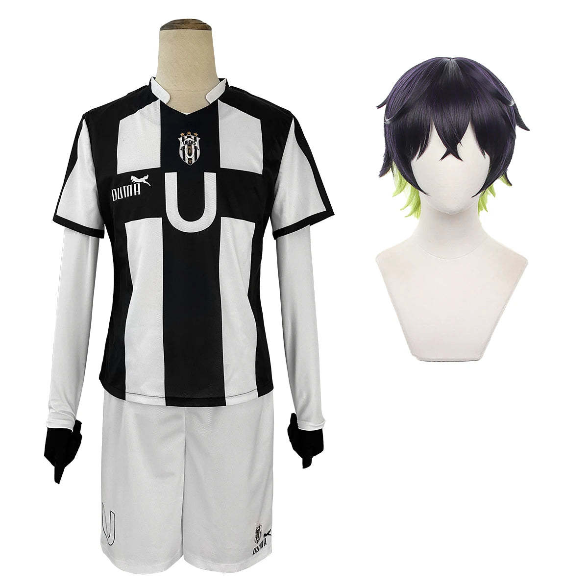 Blue Lock Anime Cosplay Costume - Niko Barou, Aiku Sendou, Snuffy Lorenzo & Aryu Wig Rose Net Football-Astricos