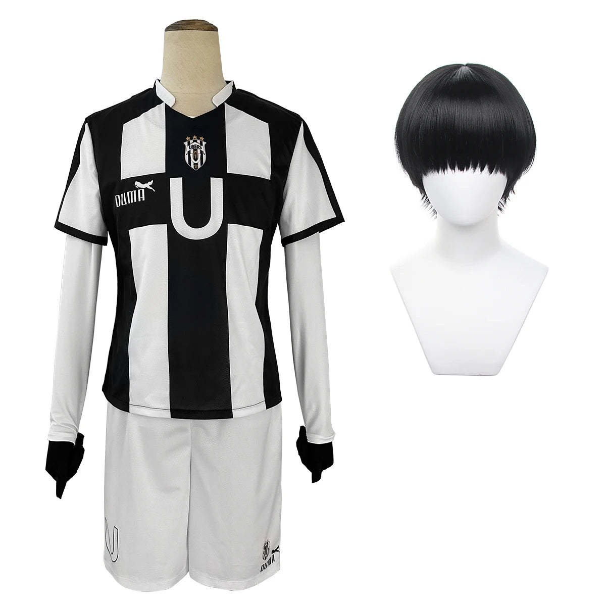 Blue Lock Anime Cosplay Costume - Niko Barou, Aiku Sendou, Snuffy Lorenzo & Aryu Wig Rose Net Football-Astricos