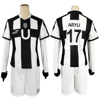 Blue Lock Anime Cosplay Costume - Niko Barou, Aiku Sendou, Snuffy Lorenzo & Aryu Wig Rose Net Football-Astricos
