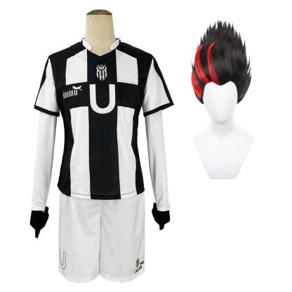 Blue Lock Anime Cosplay Costume - Niko Barou, Aiku Sendou, Snuffy Lorenzo & Aryu Wig Rose Net Football-Astricos