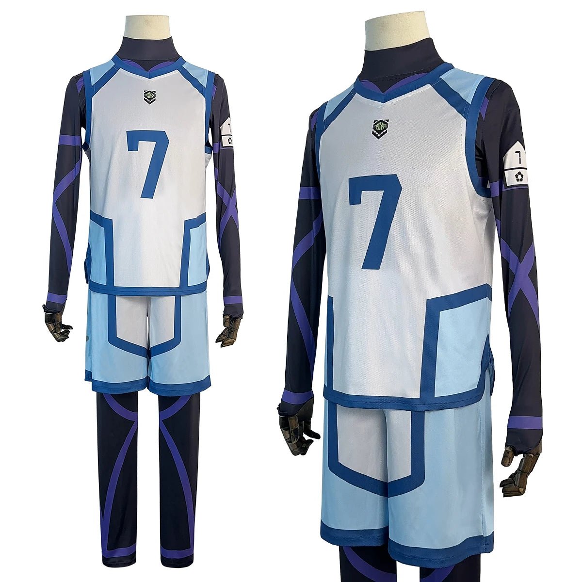 Blue Lock Season 2 Anime Nagi Cosplay Costume Wig & NO.7 Training Jerseys 4PCS Football Uniform-Astricos