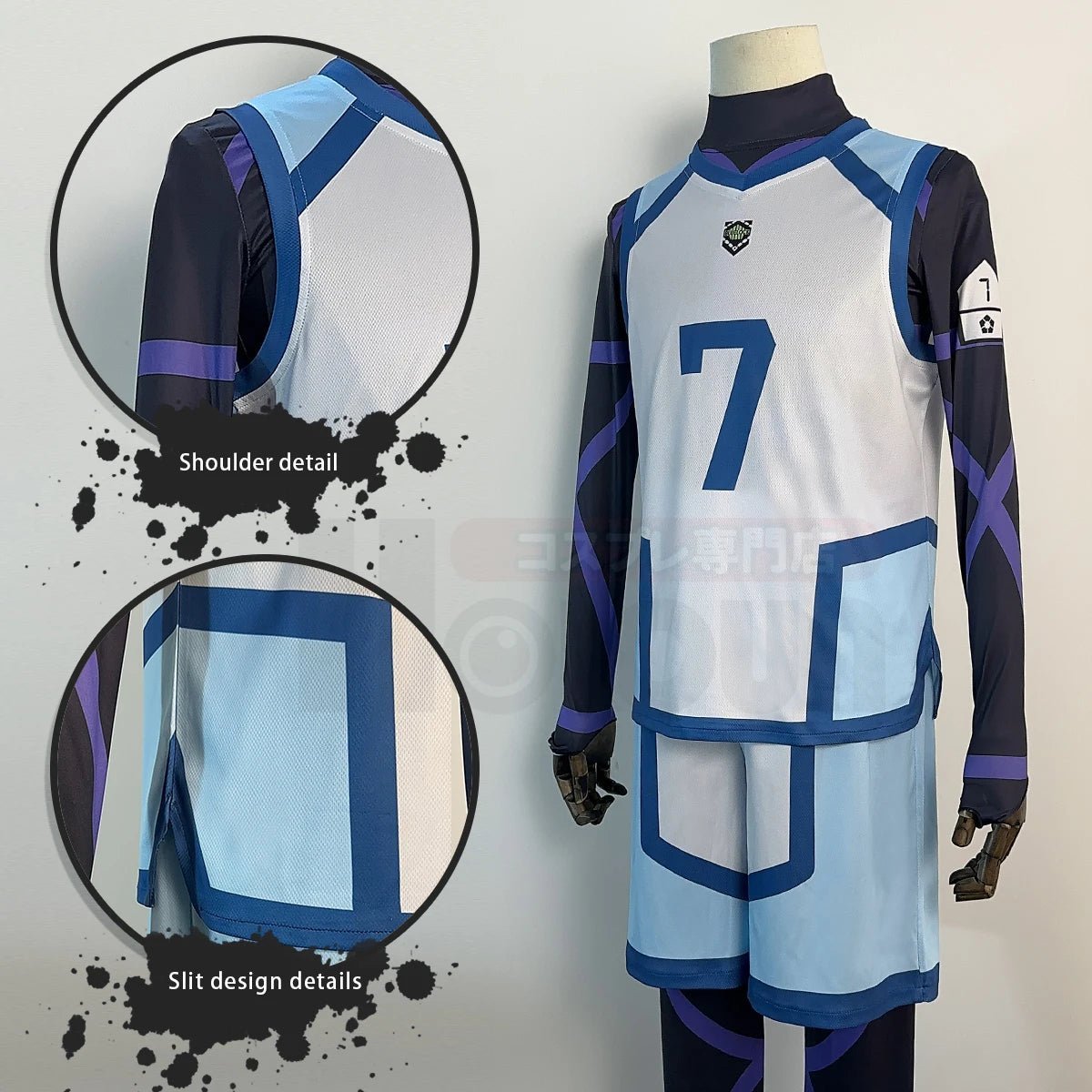 Blue Lock Season 2 Anime Nagi Cosplay Costume Wig & NO.7 Training Jerseys 4PCS Football Uniform-Astricos