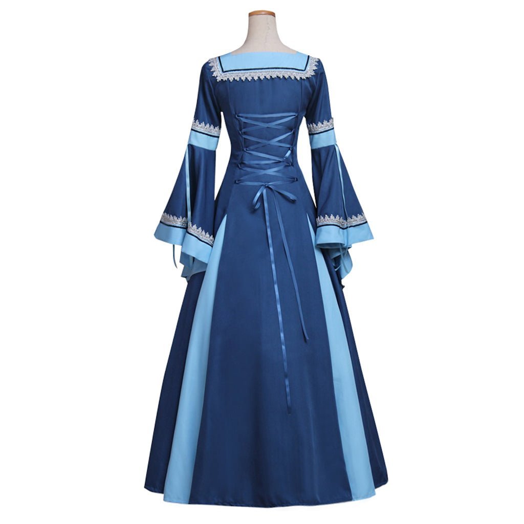 Blue Medieval Renaissance Gothic Victorian Dress Ball Gown for Adult Halloween Cosplay-Astricos