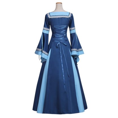 Blue Medieval Renaissance Gothic Victorian Dress Ball Gown for Adult Halloween Cosplay-Astricos