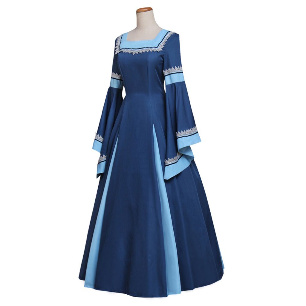 Blue Medieval Renaissance Gothic Victorian Dress Ball Gown for Adult Halloween Cosplay-Astricos