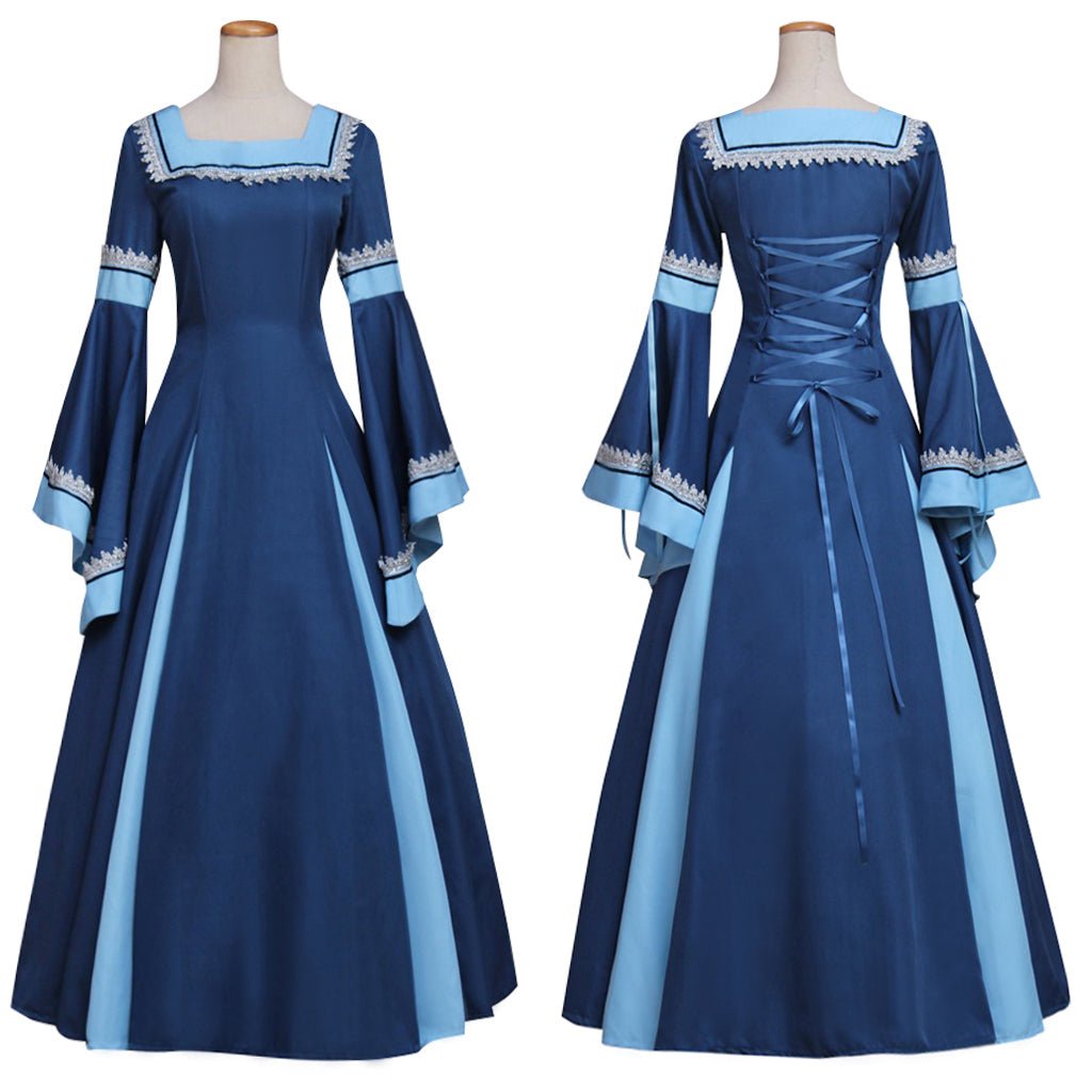 Blue Medieval Renaissance Gothic Victorian Dress Ball Gown for Adult Halloween Cosplay-Astricos