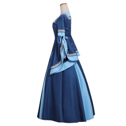 Blue Medieval Renaissance Gothic Victorian Dress Ball Gown for Adult Halloween Cosplay-Astricos