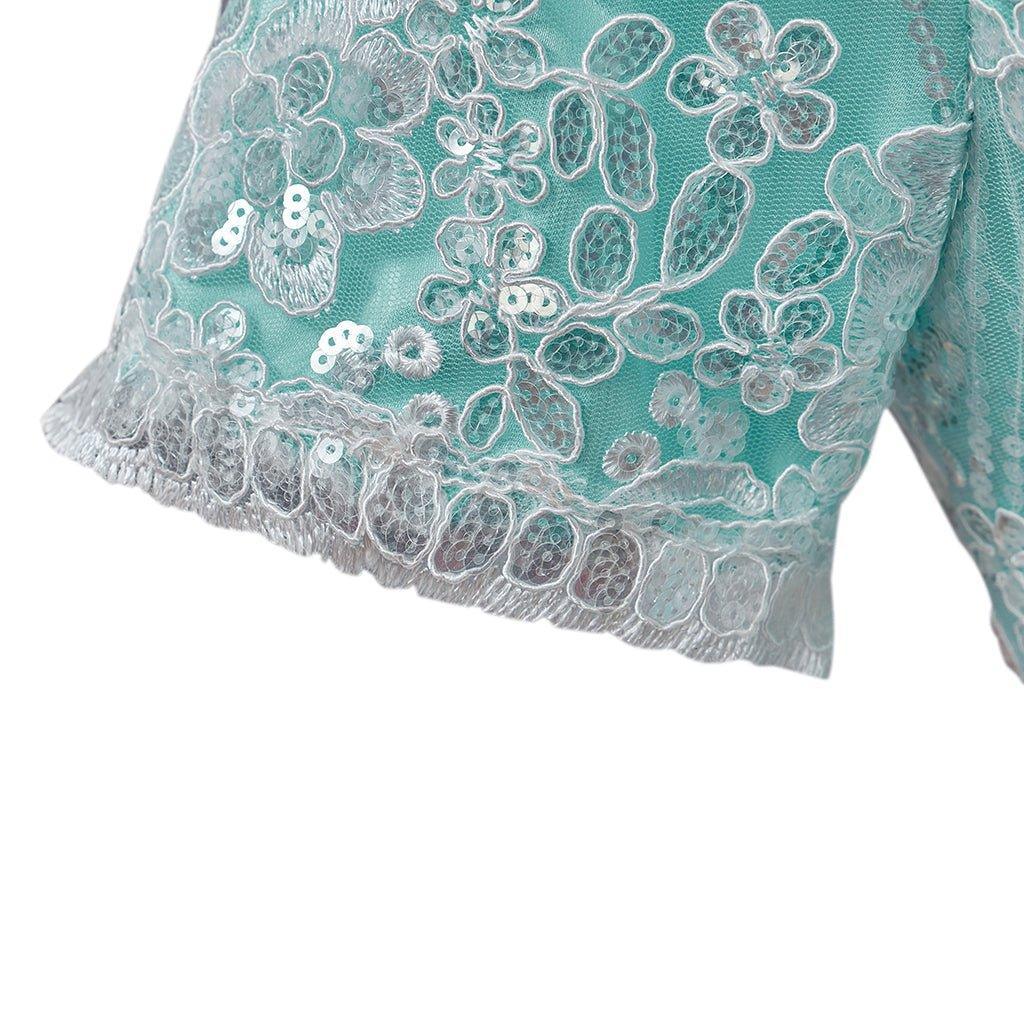 Blue Sparkling Silk Empire Gown | Regency Style Kate Sharma Cosplay Costume-Astricos