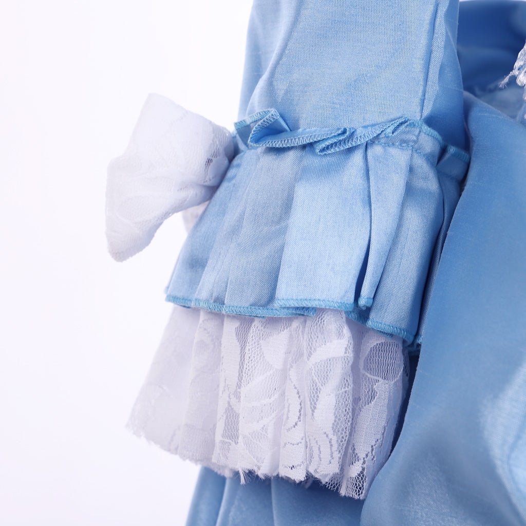 Blue Victorian Bustle Dress with Lace Details | Cosplay & 19th Century Fashion-Astricos