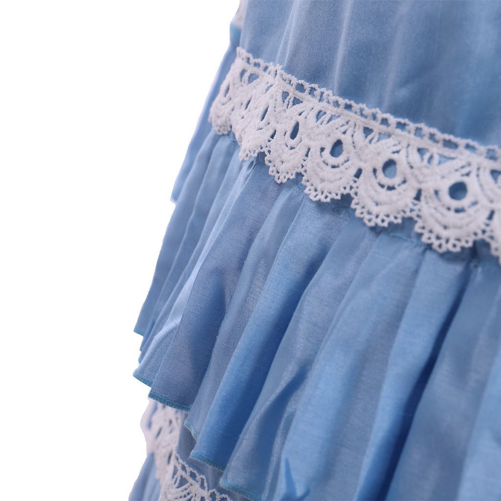 Blue Victorian Bustle Dress with Lace Details | Cosplay & 19th Century Fashion-Astricos
