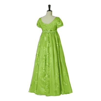 Bridgerton Green Empire Gown - Regency Era Cosplay Costume-Astricos