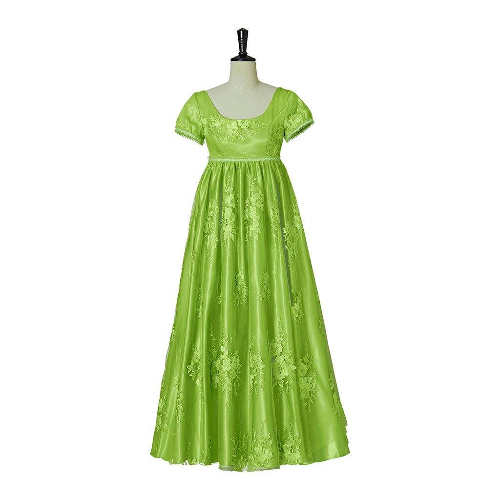 Bridgerton Green Empire Gown - Regency Era Cosplay Costume-Astricos