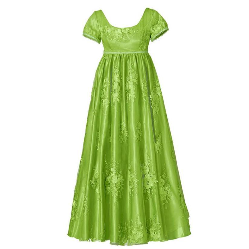 Bridgerton Green Empire Gown - Regency Era Cosplay Costume-Astricos