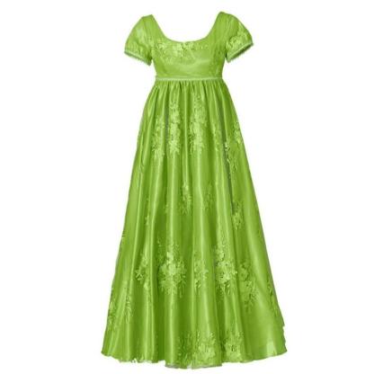 Bridgerton Green Empire Gown - Regency Era Cosplay Costume-Astricos