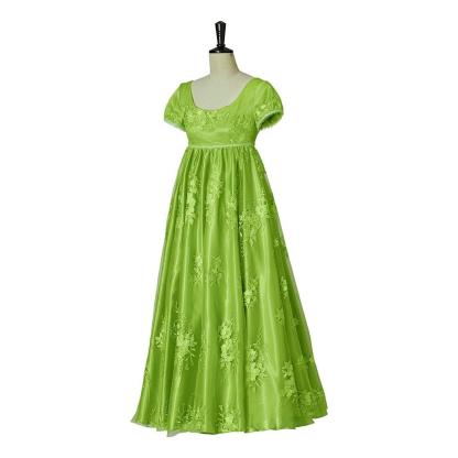 Bridgerton Green Empire Gown - Regency Era Cosplay Costume-Astricos