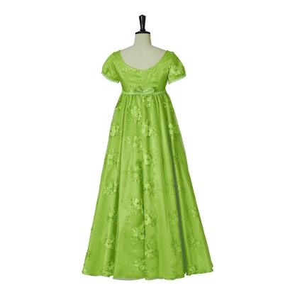Bridgerton Green Empire Gown - Regency Era Cosplay Costume-Astricos