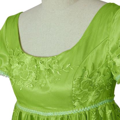 Bridgerton Green Empire Gown - Regency Era Cosplay Costume-Astricos