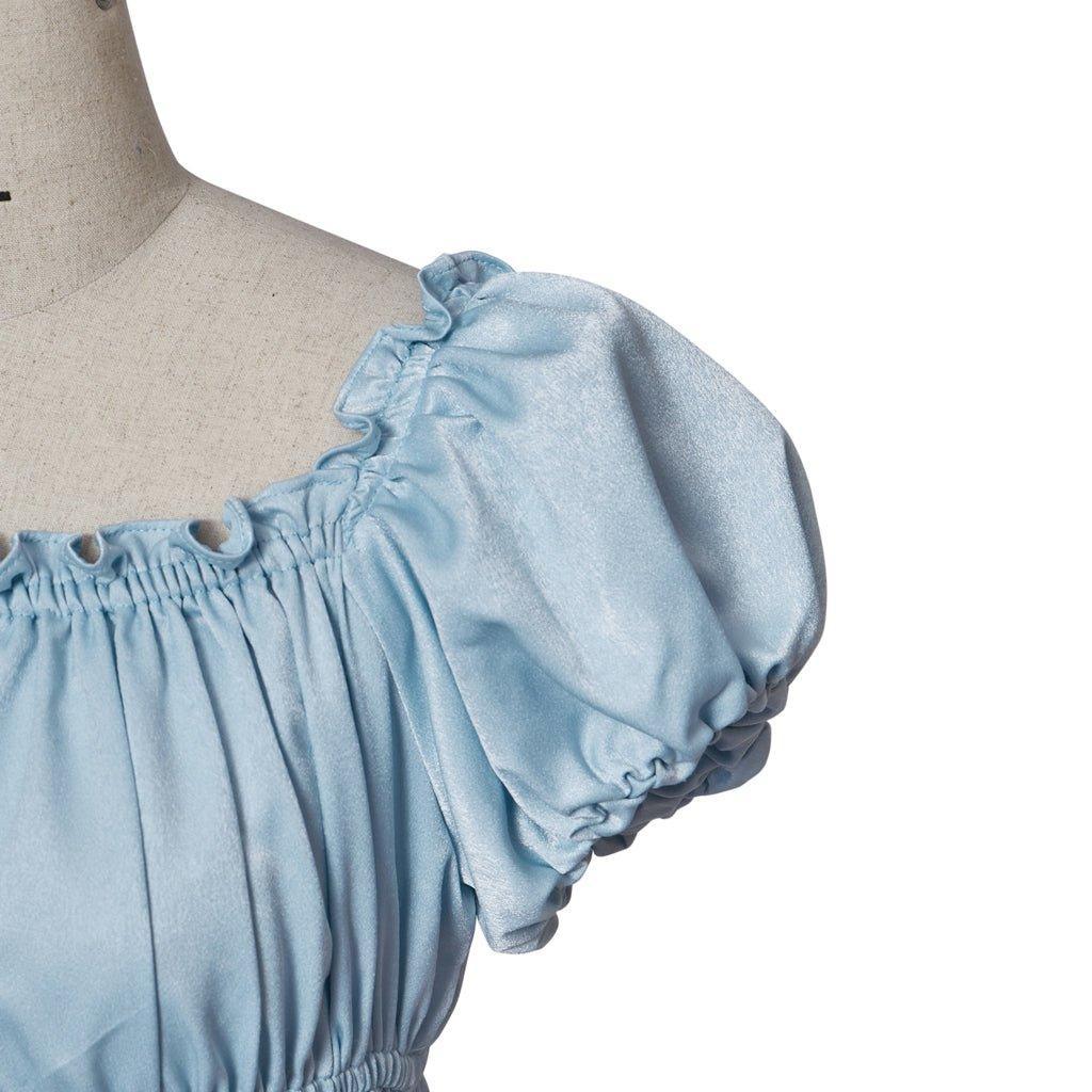 Bridgerton Cosplay Costume - Light Blue Empire Waist Regency Gown for Women-Astricos