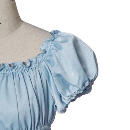 Bridgerton Cosplay Costume - Light Blue Empire Waist Regency Gown for Women-Astricos