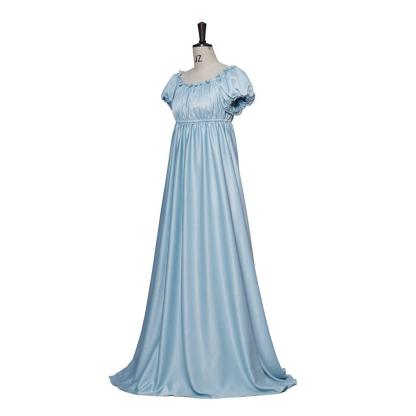 Bridgerton Cosplay Costume - Light Blue Empire Waist Regency Gown for Women-Astricos