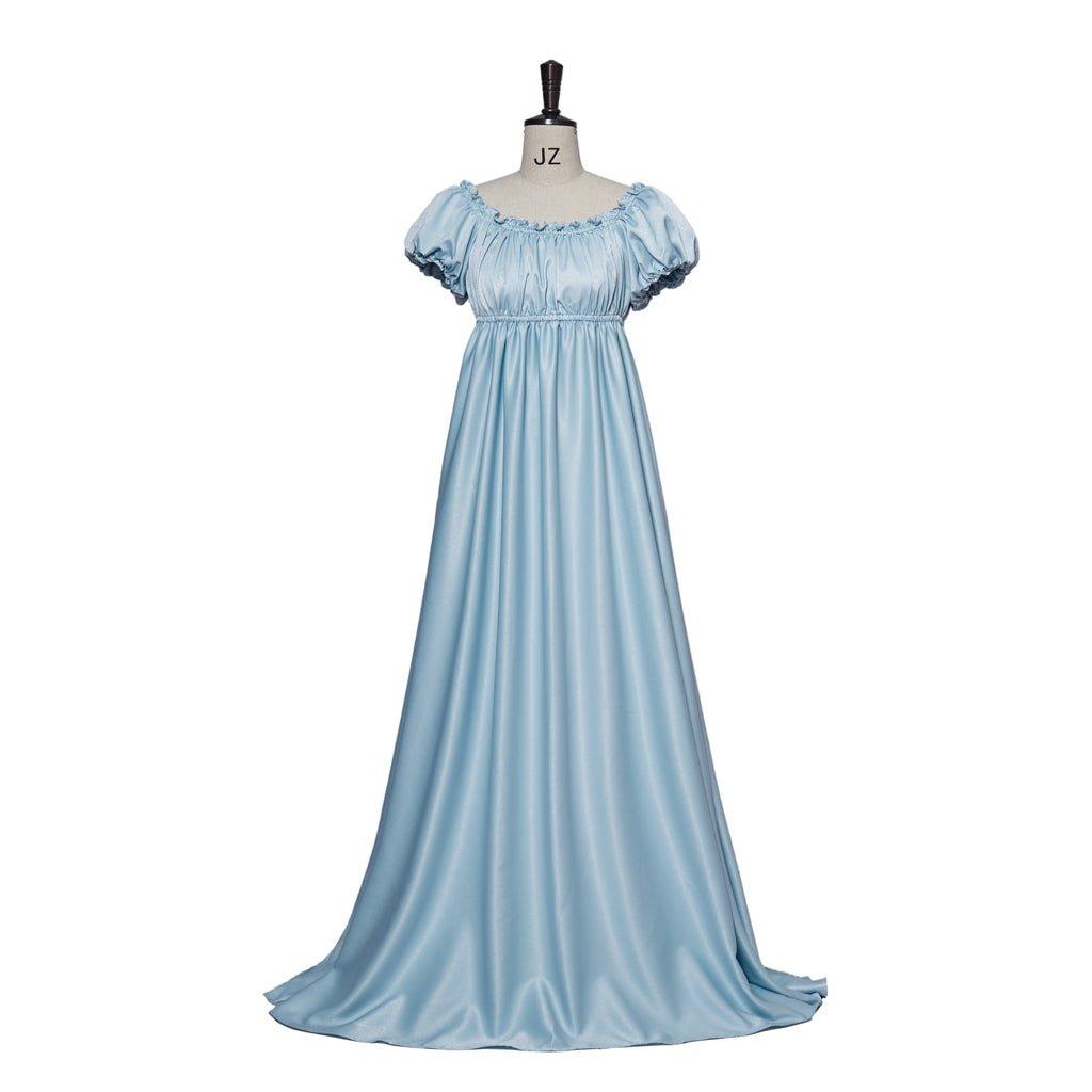 Bridgerton Cosplay Costume - Light Blue Empire Waist Regency Gown for Women-Astricos