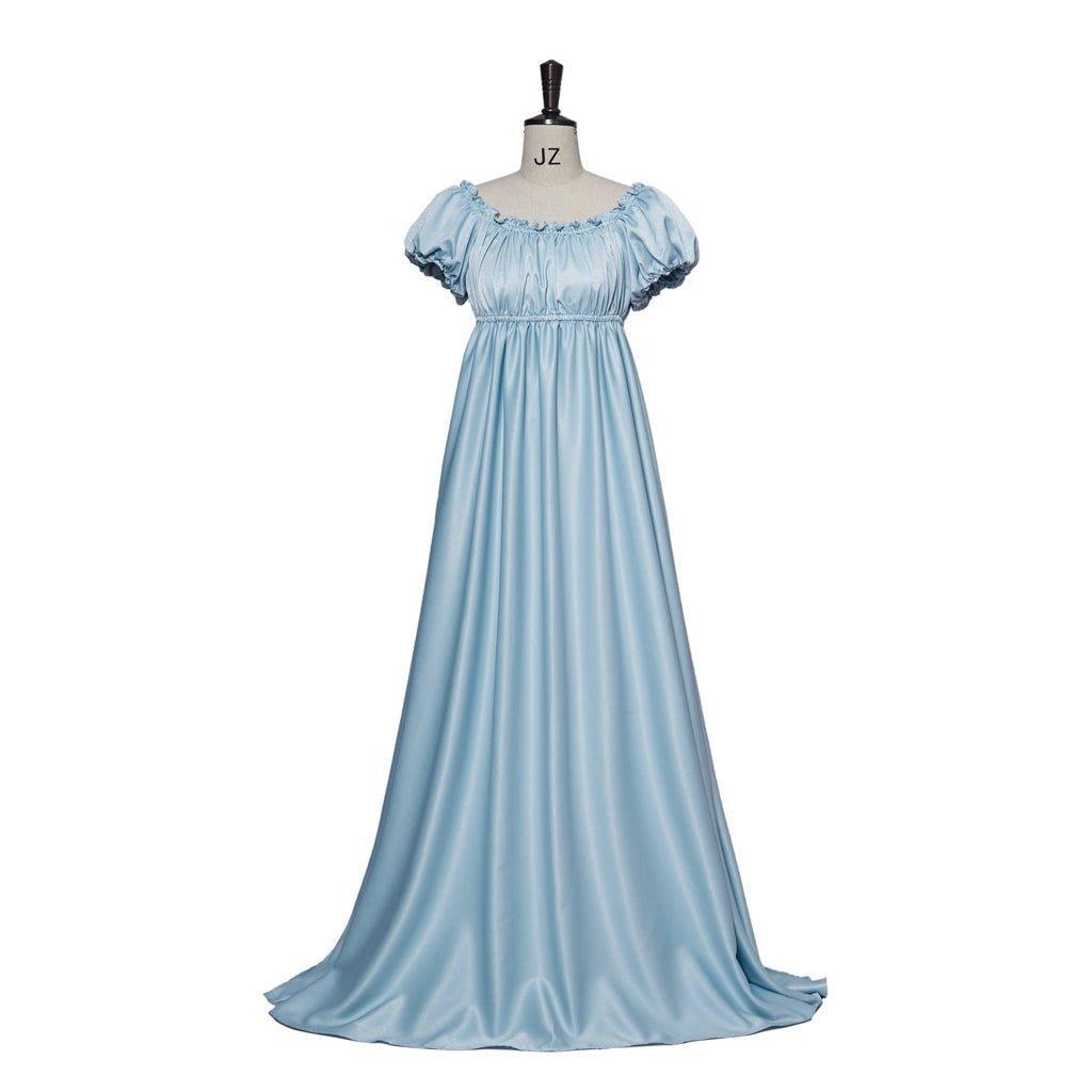 Bridgerton Cosplay Costume - Light Blue Empire Waist Regency Gown for Women-Astricos