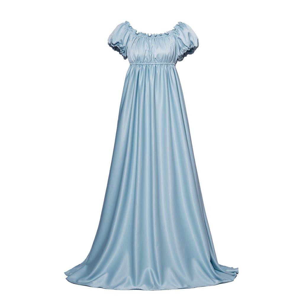 Bridgerton Cosplay Costume - Light Blue Empire Waist Regency Gown for Women-Astricos