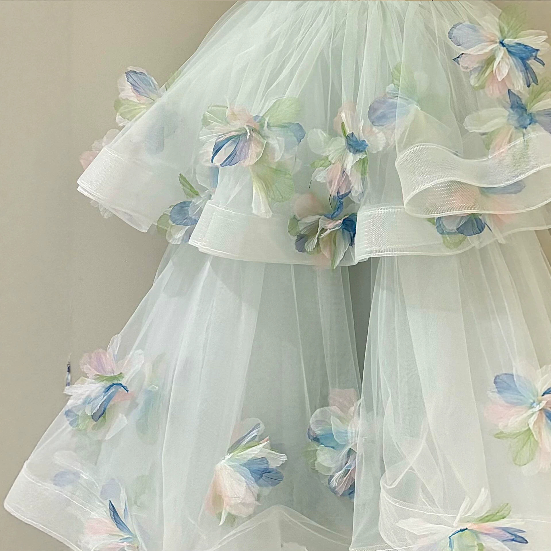 Strapless Floral Princess Evening Gown, Custom‑Made for Banquet & Birthday Events