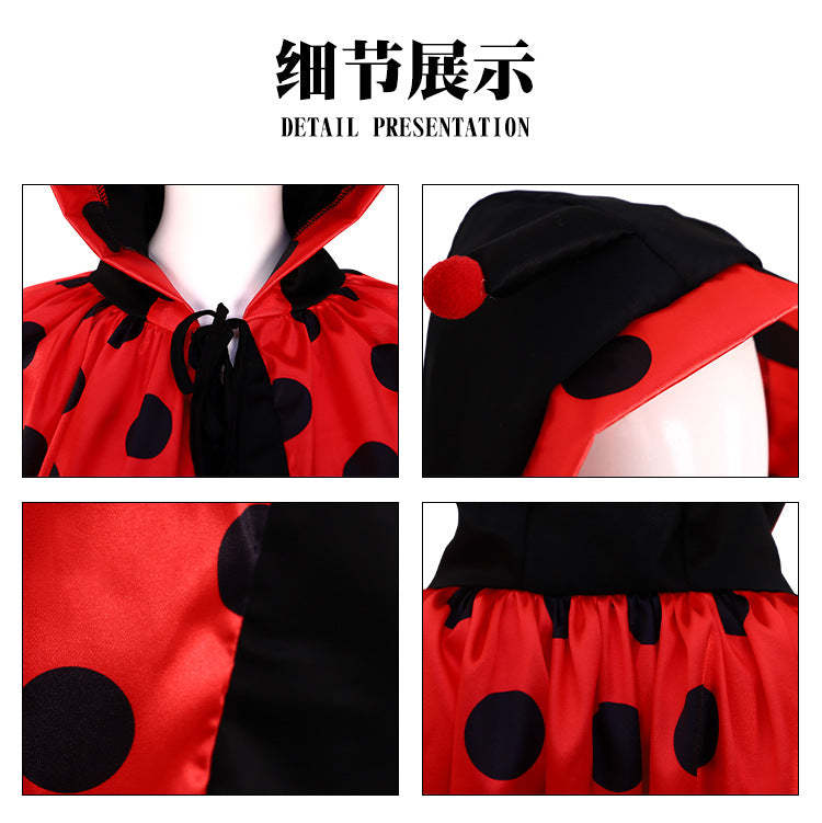 Adult 7-Spot Ladybug Cape - Anime Cosplay Costume & Insect-Themed Roleplay Cloak-Astricos