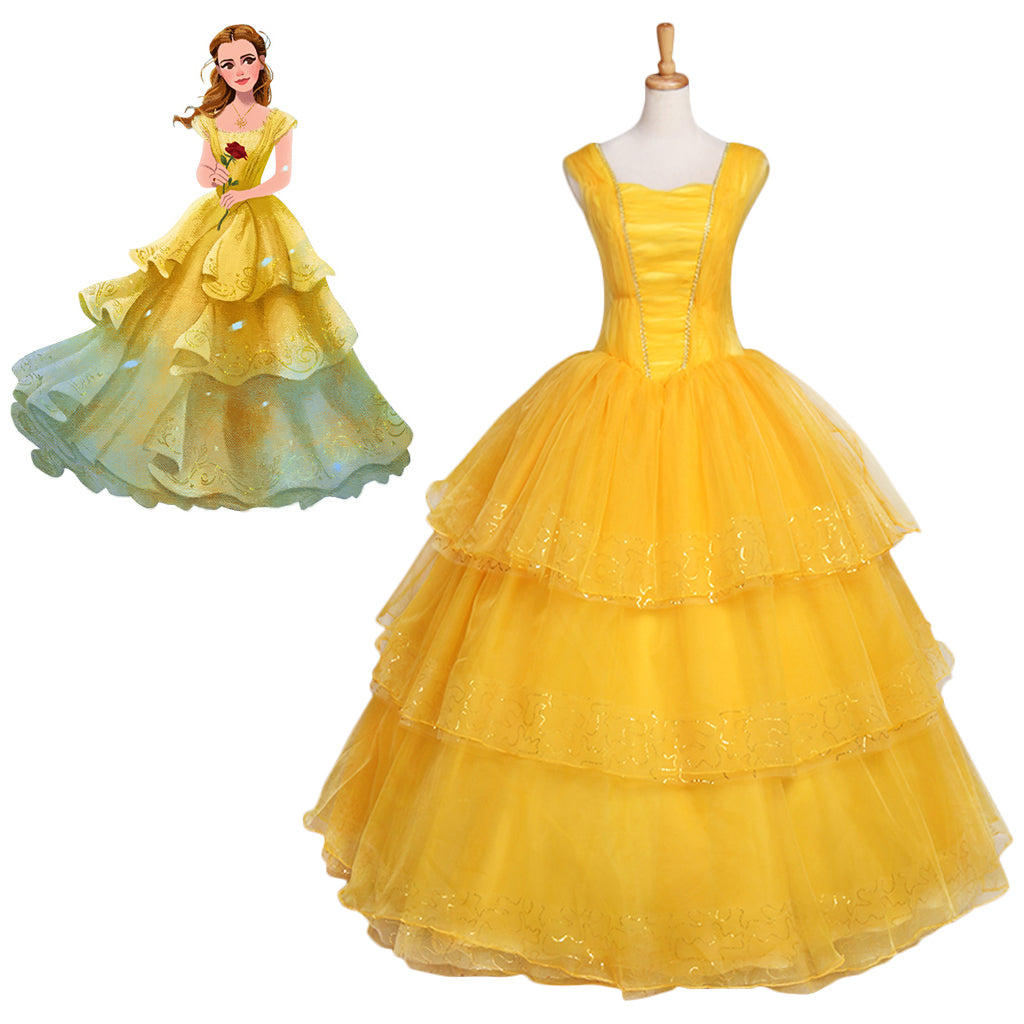 Beauty and the Beast Belle Cosplay Costume | Princess Dress for Halloween & Cosplay-Astricos