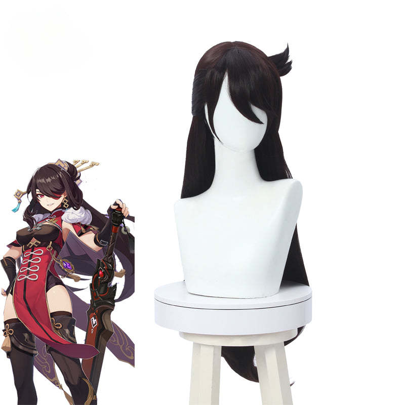 Genshin Impact Beidou Cosplay Wig - 80cm Long Brown Synthetic Hair for Women-Astricos