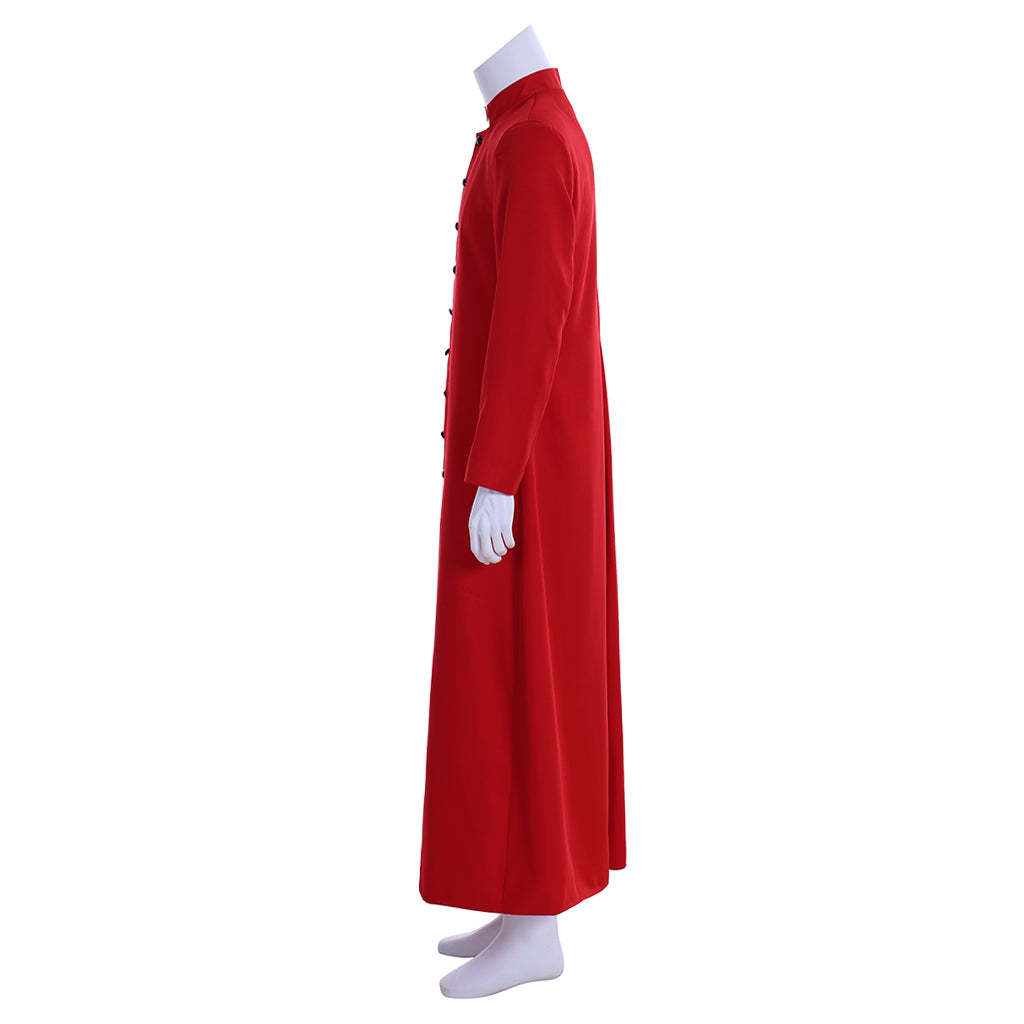 Red Men's Clergy Robes Cassock - Traditional Church Priest Costume with Standing Collar-Astricos
