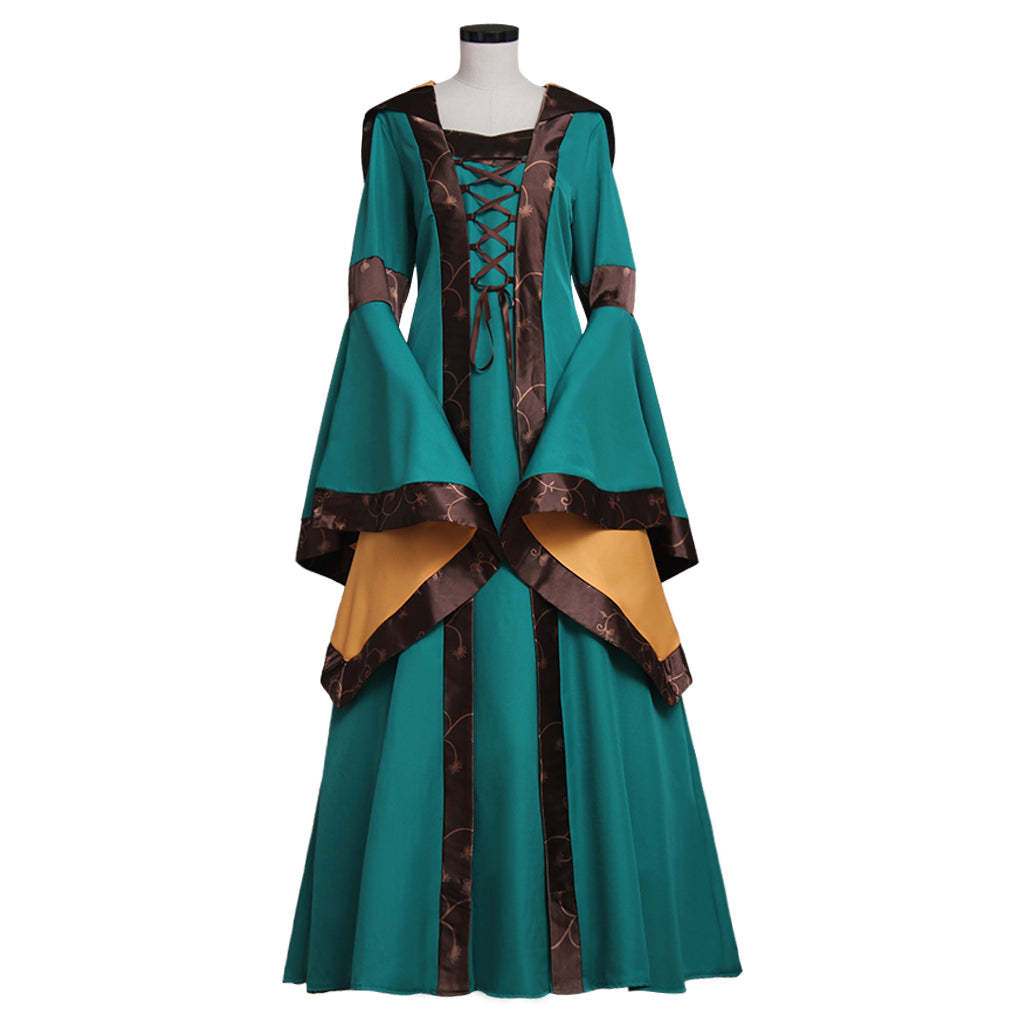 Elegant Medieval Renaissance Victorian Green Dress Gown for Adult Fantasy Party Cosplay-Astricos