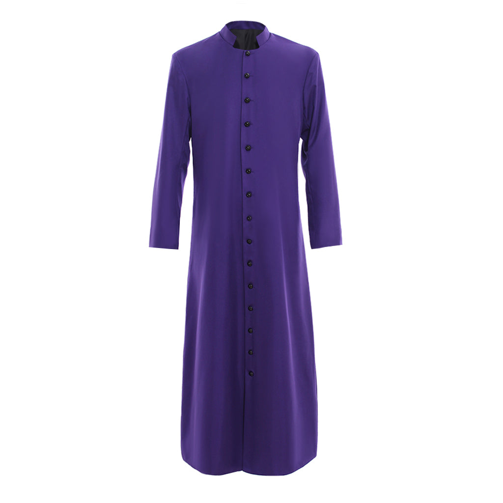 Men's Purple Clergy Robes Cassock - Standing Collar Church Priest Costume for Liturgical Events-Astricos