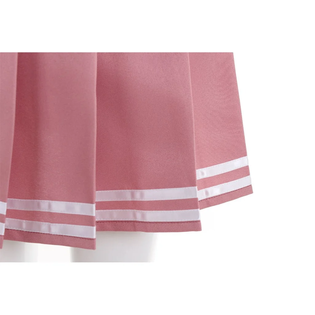Fate Grand Order Astolfo Cosplay Costume, Sailor Uniform, Custom Size for Anime Con & Halloweenrder, cropped sailor top and pink pleated skirt full set.