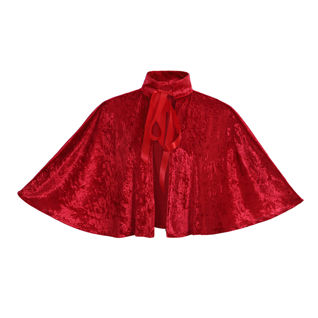 Elegant Red Victorian Steampunk Cloak - Gothic Medieval Lolita Capelet for Women-Astricos
