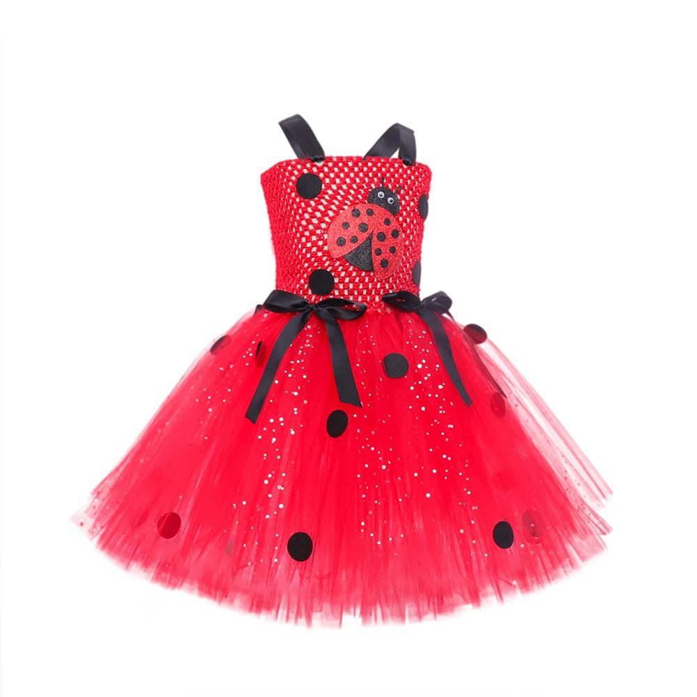 Kids Ladybug Red Mesh Princess Dress - Halloween & Cosplay Costume-Astricos
