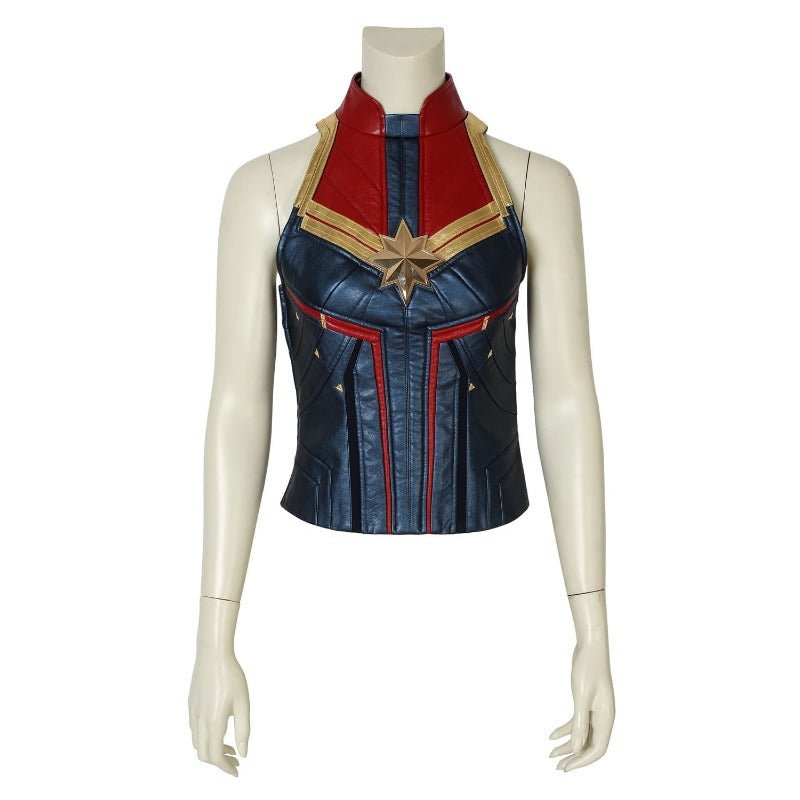 Captain Marvel Metallic Blue PU Leather Cosplay Costume – Official Marvel Outfit-Astricos