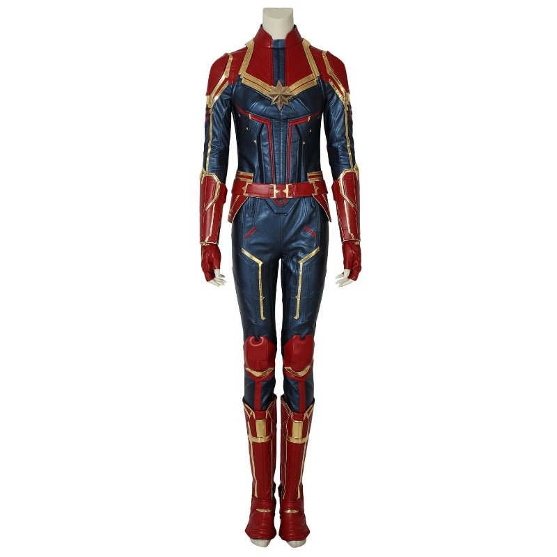 Captain Marvel Metallic Blue PU Leather Cosplay Costume – Official Marvel Outfit-Astricos
