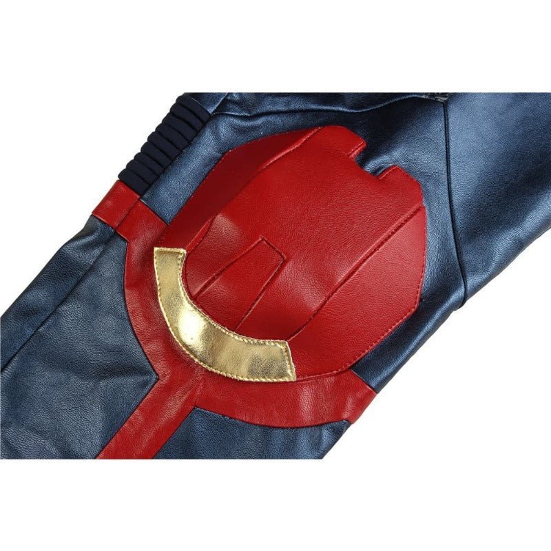 Captain Marvel Metallic Blue PU Leather Cosplay Costume – Official Marvel Outfit-Astricos