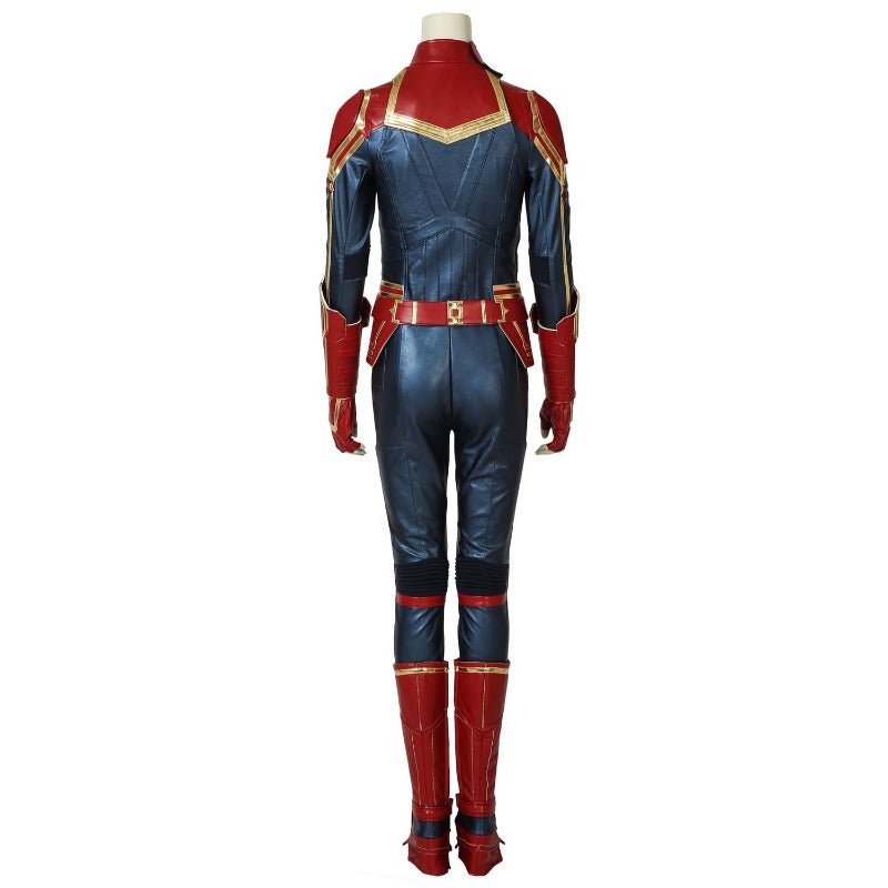 Captain Marvel Metallic Blue PU Leather Cosplay Costume – Official Marvel Outfit-Astricos