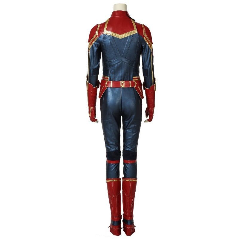 Captain Marvel Metallic Blue PU Leather Cosplay Costume – Official Marvel Outfit-Astricos