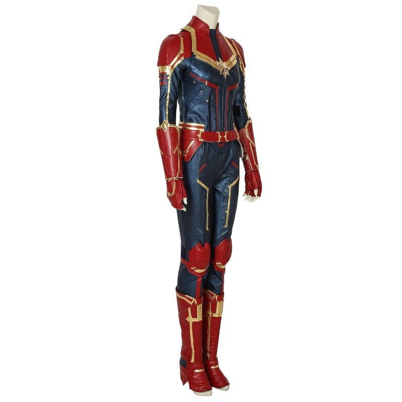 Captain Marvel Metallic Blue PU Leather Cosplay Costume – Official Marvel Outfit-Astricos