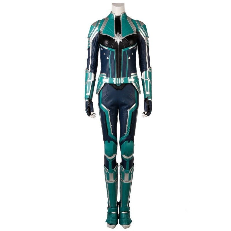 Captain Marvel Starforce Turquoise PU Leather Cosplay Costume | Astricos-Astricos