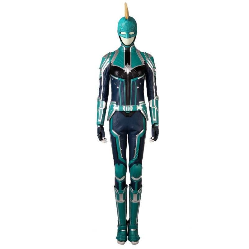 Captain Marvel Starforce Turquoise PU Leather Cosplay Costume | Astricos-Astricos