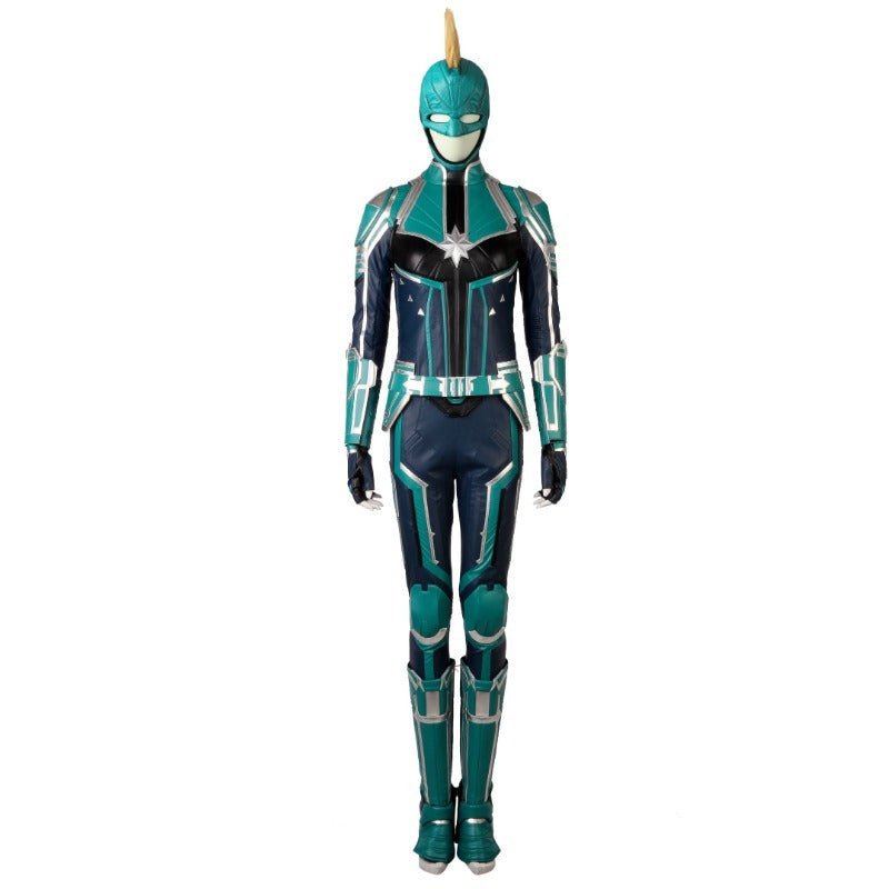 Captain Marvel Starforce Turquoise PU Leather Cosplay Costume | Astricos-Astricos