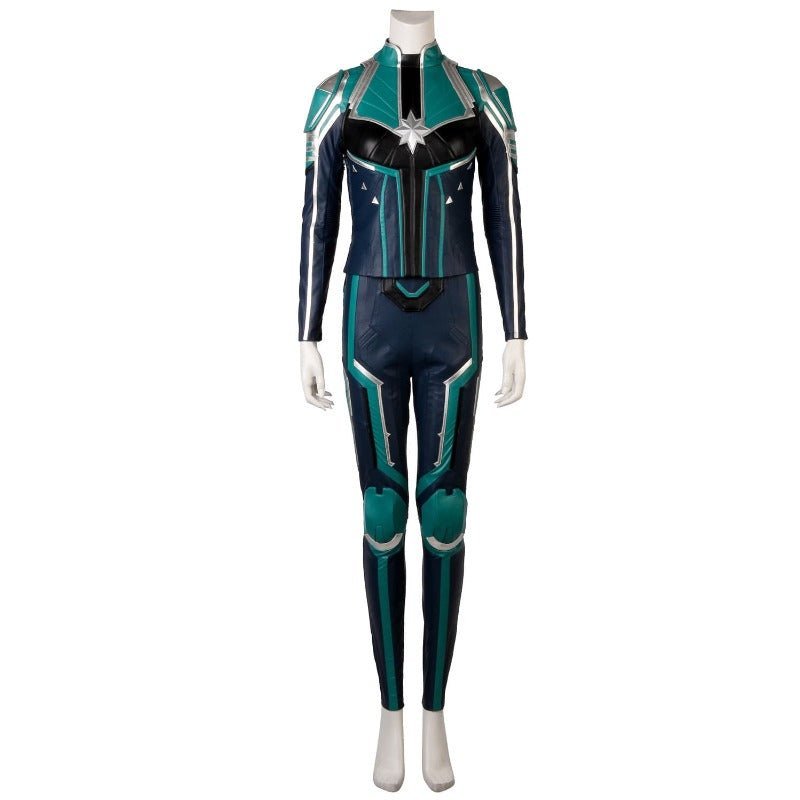 Captain Marvel Starforce Turquoise PU Leather Cosplay Costume | Astricos-Astricos