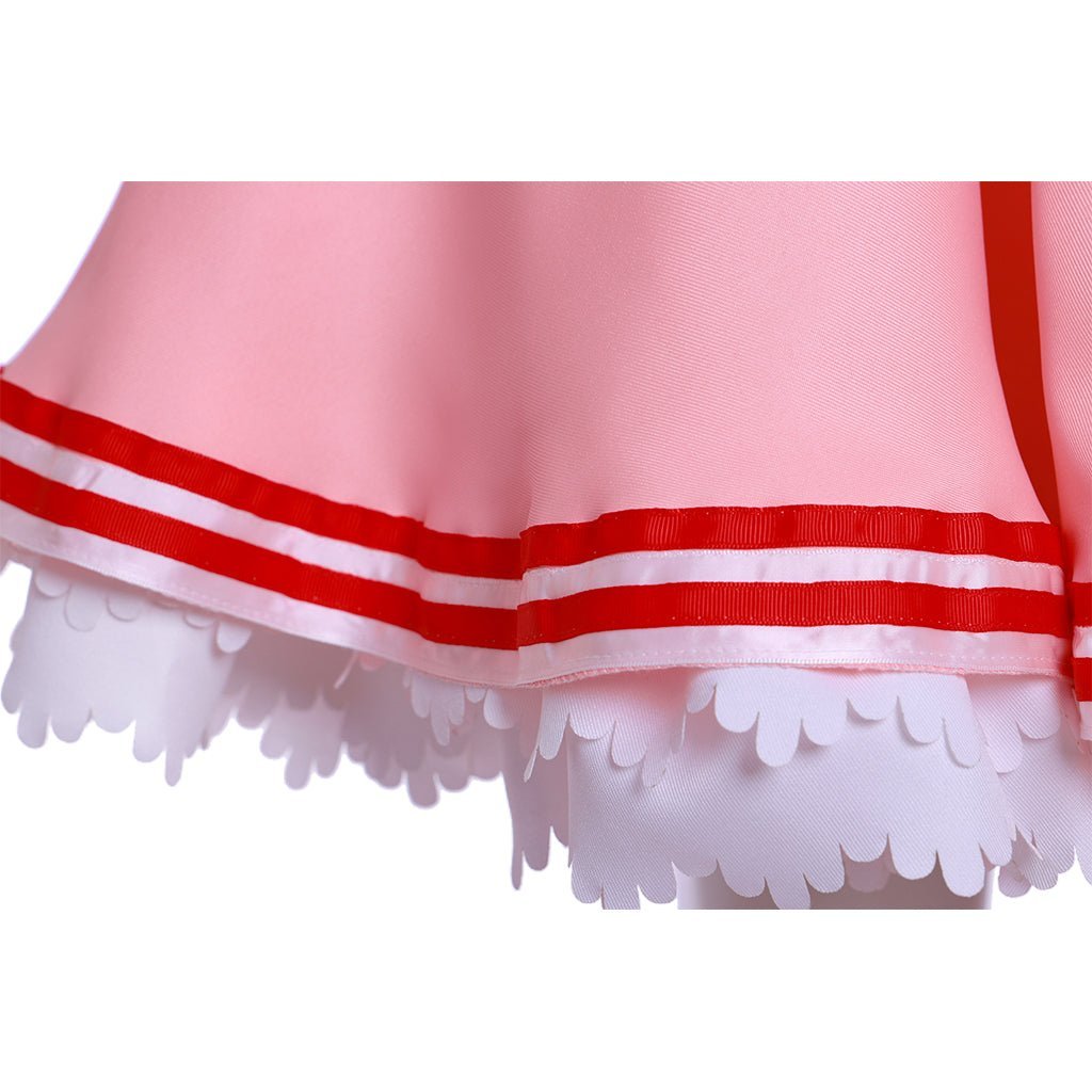 Cardcaptor Sakura Cosplay Costume - Pink Long Sleeve Dress with Hat, Shawl, Ribbon & Bow | Astricos-Astricos